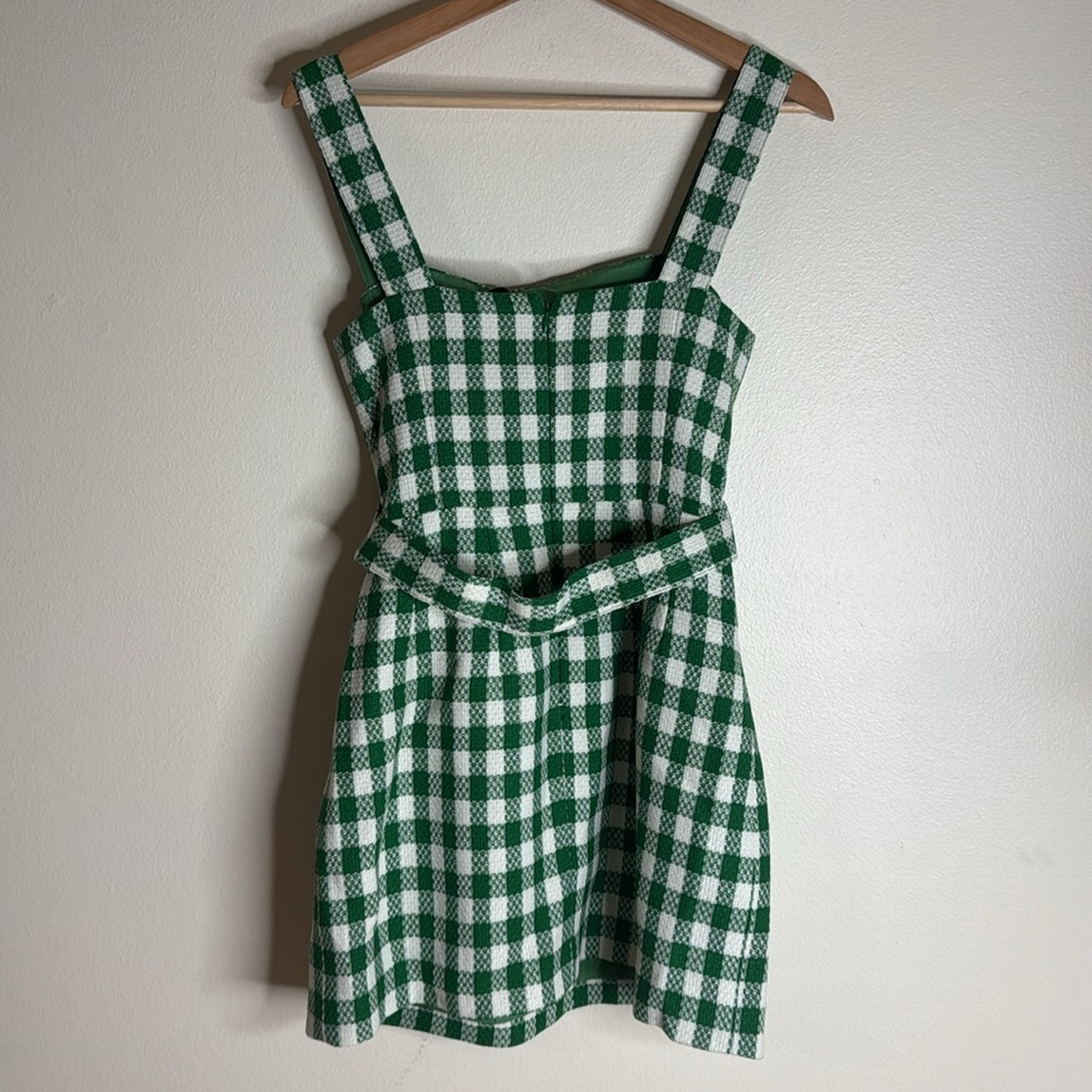 kourt Blaine ladies green gingham mini dress size 4 - Picture 4 of 15